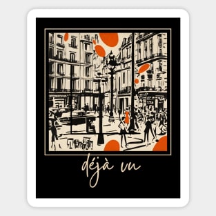 Deja Vu | Retro Paris | Girl In The Orange Dress | Impressionistic Magnet